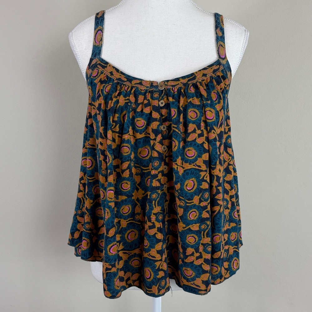 NWT Natural Life Flowy Boho Pleated Floral Print‎ Top Size XS